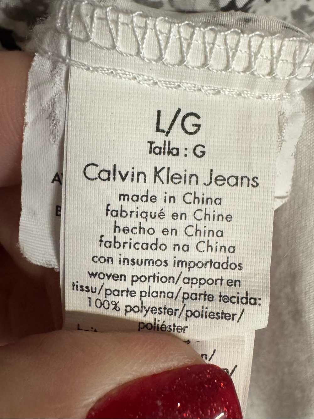 Calvin Klein White Top with Gray Speckle Print LARGE #2 - Picture 6 of 6